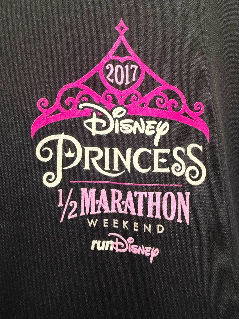 Disney Black Sweatshirt with Pink and White Princess Marathon Graphic 2017